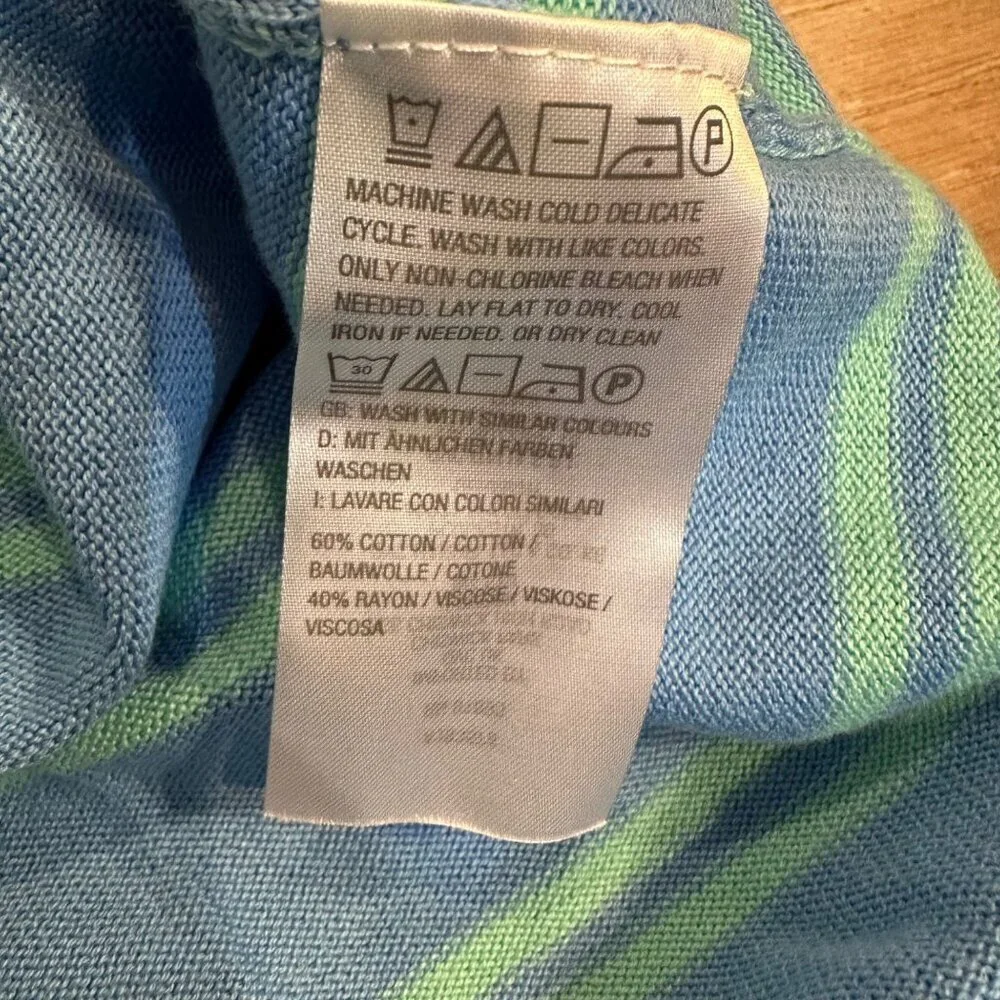 ISAAC MIZRAH LIVE GREEN AND BLUE LONG CARDIGAN SWEATER NEW WOMENS LARGE